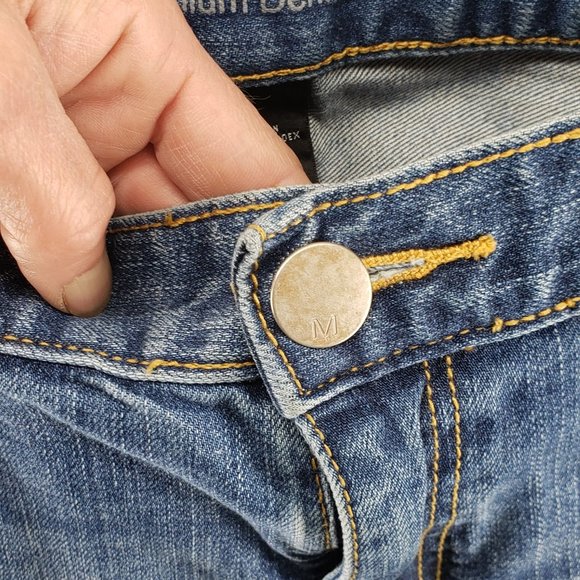 Boyfriend Skinny Jeans Medium Wash Mid Rise Mossimo Womens Sz 12 Tapered Stretch - Picture 4 of 6